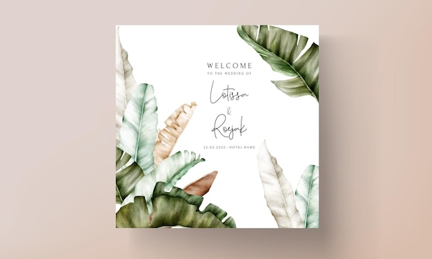 Elegant banana leaves wedding invitation card