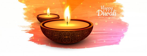 Free vector elegant banner  illustration for indian festival diwali celebration