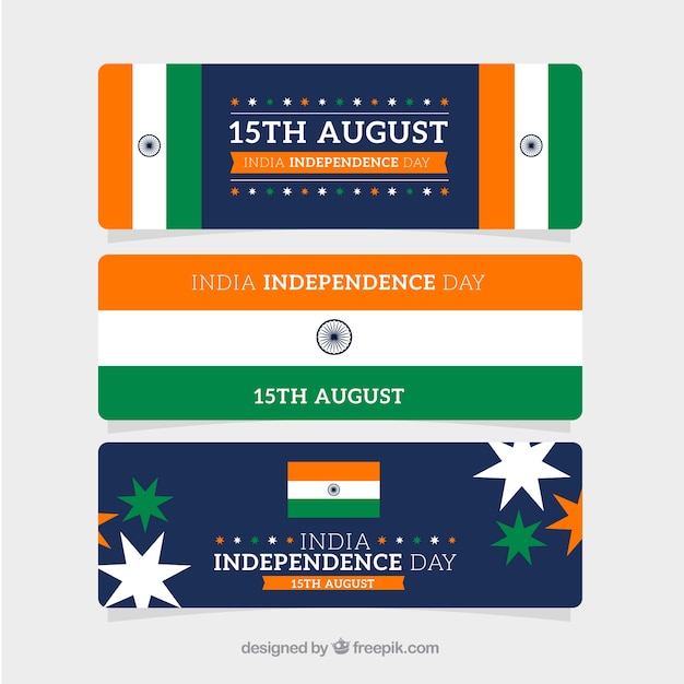 Элегантные баннеры для День независимости Индии