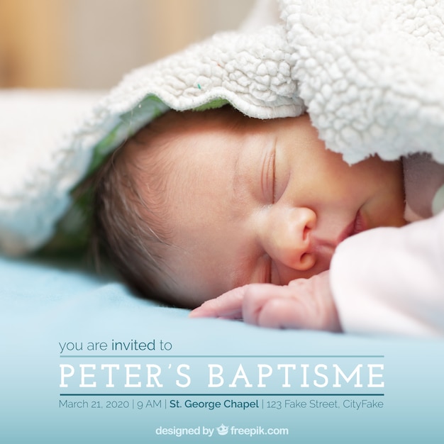 Elegant baptism invitation Free Vector