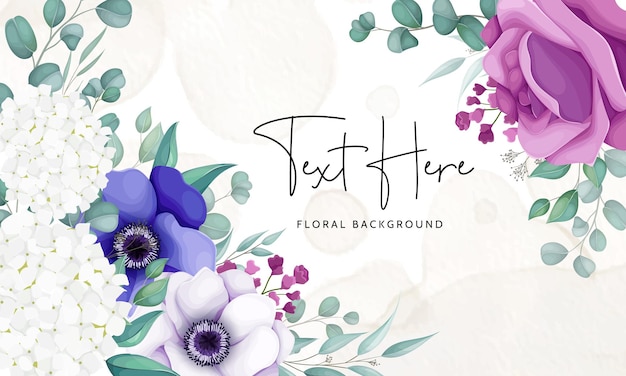 Free vector elegant beautiful flower and leaves background template