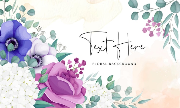 elegant beautiful flower and leaves background template