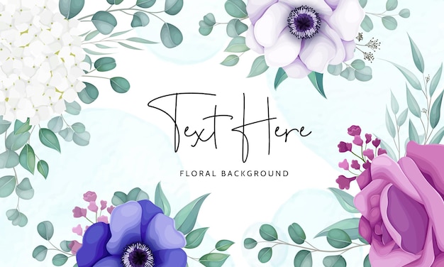 elegant beautiful flower and leaves background template