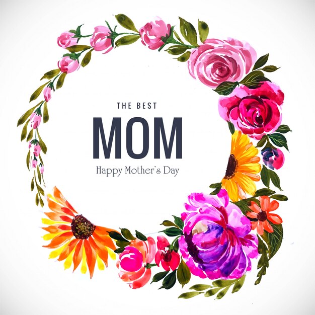 Элегантная красивая открытка с цветами на день матери