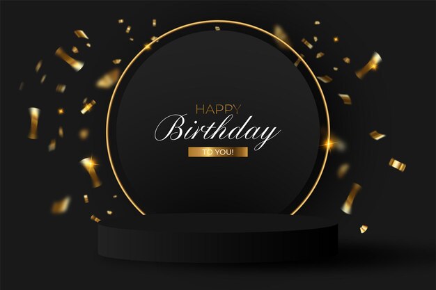 Elegant birthday background with realistic podium