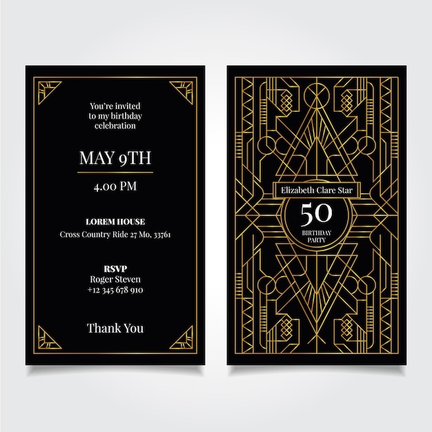 Free vector elegant birthday card invitation template