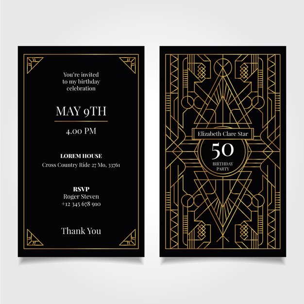 Elegant birthday card invitation template