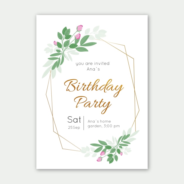 Elegant birthday invitation card template