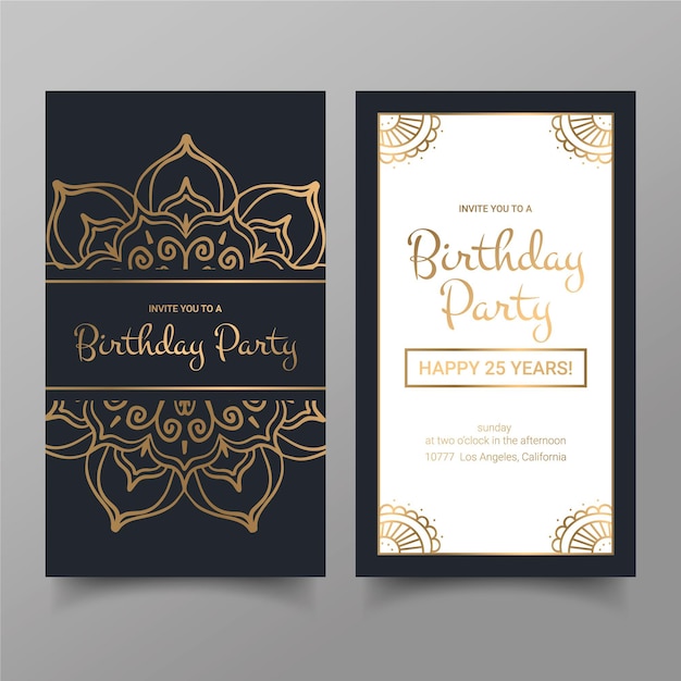 Free vector elegant birthday invitation template collection