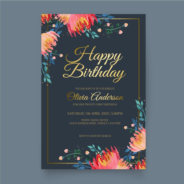 Elegant birthday invitation template theme