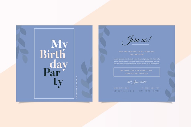 Free vector elegant birthday invitation template