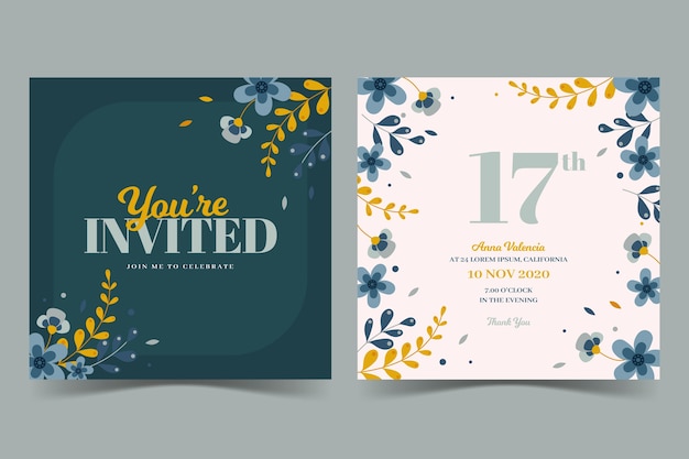 Free vector elegant birthday invitation template