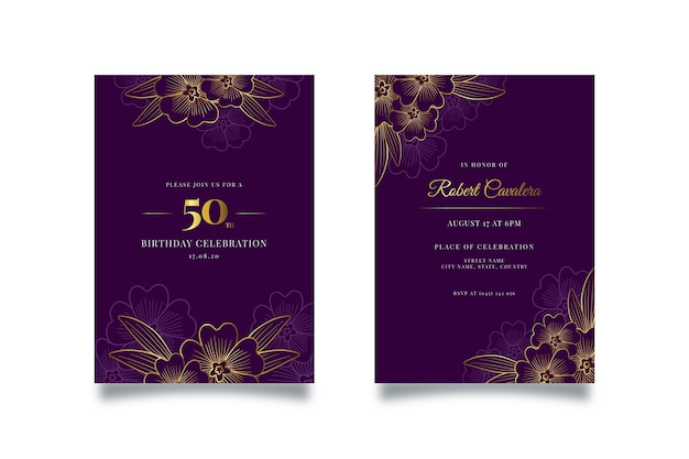 Free vector elegant birthday invitation template