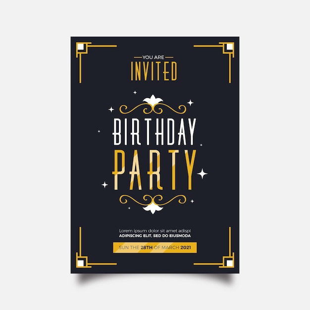 Free vector elegant birthday invitation template