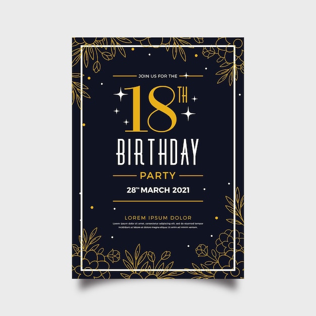 Бесплатное векторное изображение Элегантный шаблон приглашения на день рождения