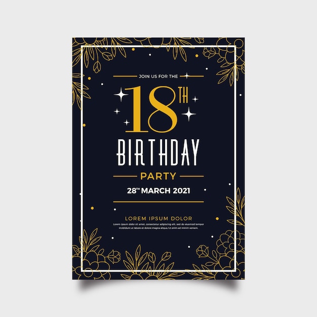 Free vector elegant birthday invitation template