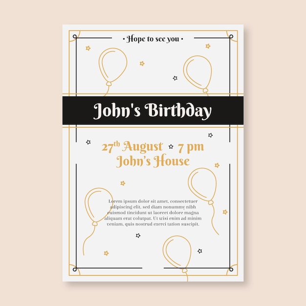 Free vector elegant birthday invitation template