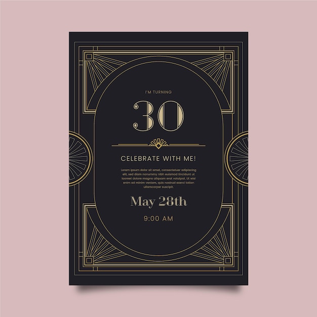 Free vector elegant birthday invitation template