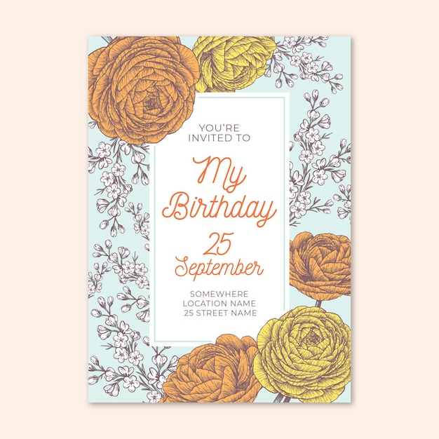 Free vector elegant birthday invitation template