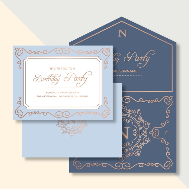 Free vector elegant birthday invitation theme for template