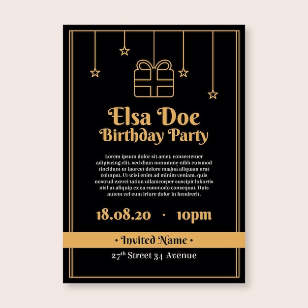 Free vector elegant birthday invitation