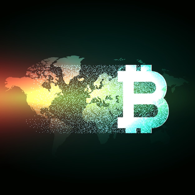 Elegant bitcoin design on world map