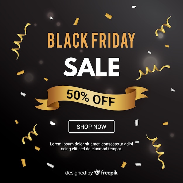 Elegant black friday composition with golden style