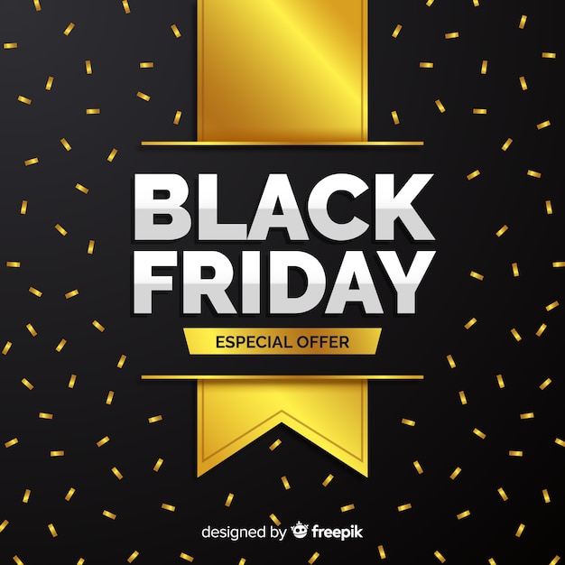 Free vector elegant black friday composition with golden style