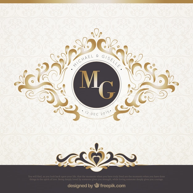 Free vector elegant black and gold wedding invitation