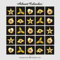Free vector elegant black and golden advent calendar