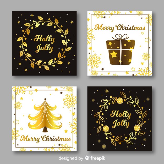 elegant black and golden christmas card collection