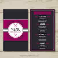 Vettore gratuito elegante modello di menu nero e rosa