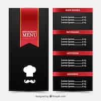 Vettore gratuito elegante menu ristorante nero e rosso
