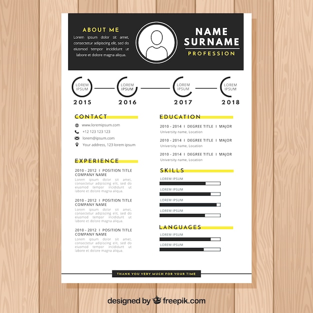 Elegant black and white cv design