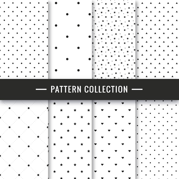 Elegant black and white seamless pattern set