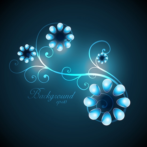 Бесплатное векторное изображение Красивый синий цвет цветочный рисунок