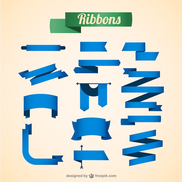 Free vector elegant blue ribbons set