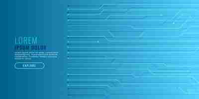 Free vector elegant blue technology background with circuit lines