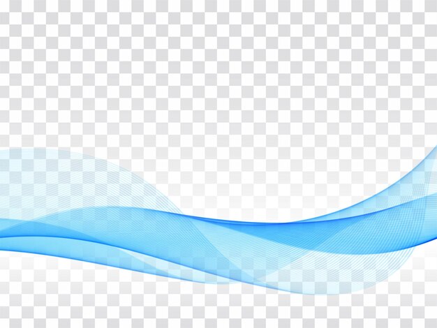 Elegant blue wave flowing transparent background vector