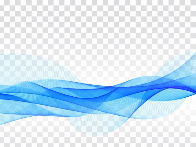 Elegant blue wave flowing transparent background