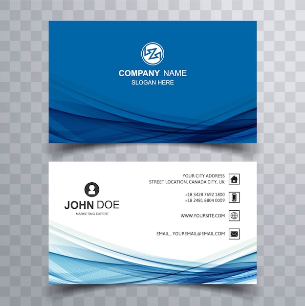 Free vector elegant blue wavy business card