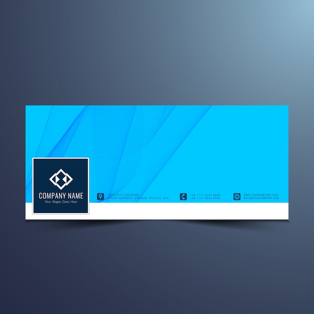 エレガントな青い波のフェイスブックタイムラインのデザイン