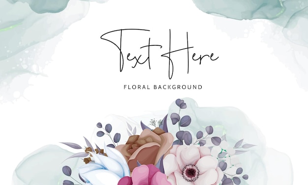 elegant boho flower and leaves background template