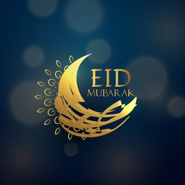 Elegant bokeh eid mubarak vector design