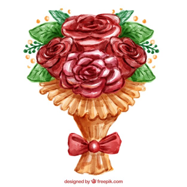 Free vector elegant bouquet with red ribbon