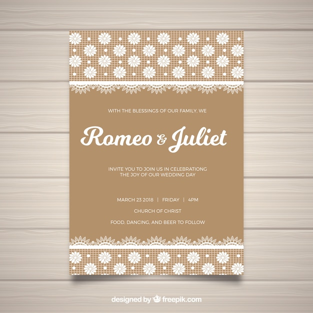 Elegant brown wedding invitation design