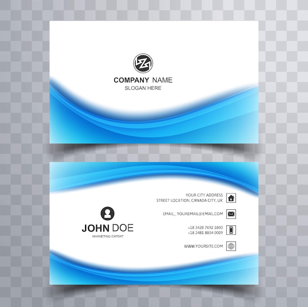 Elegant business card blue wave background