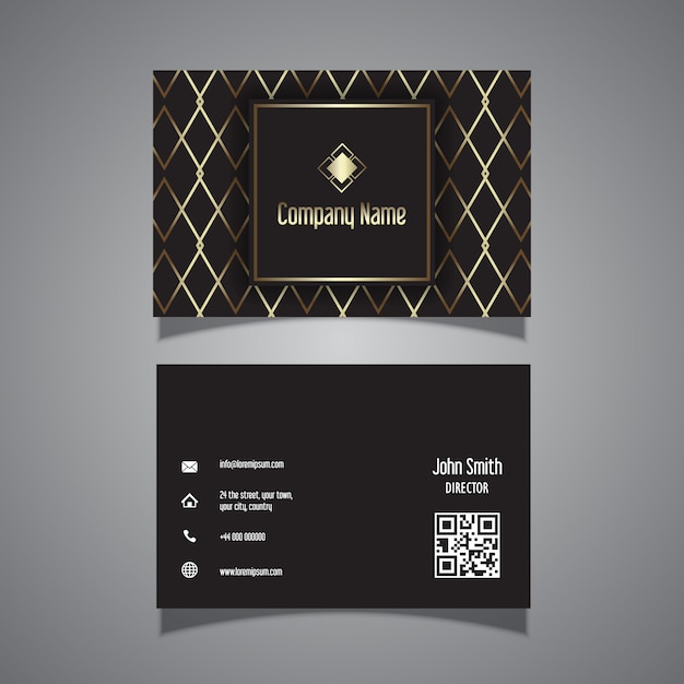 Elegant business card design with golden details