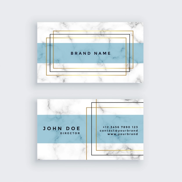 Free vector elegant business card design with marble texture