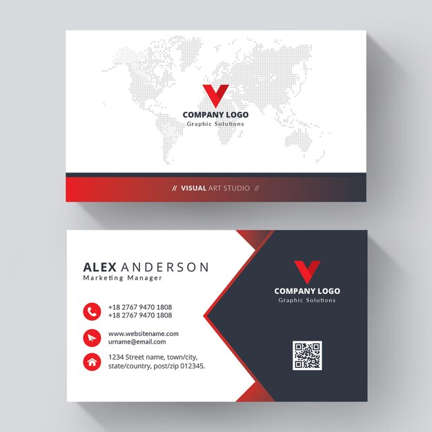 Elegant business card Red and white business